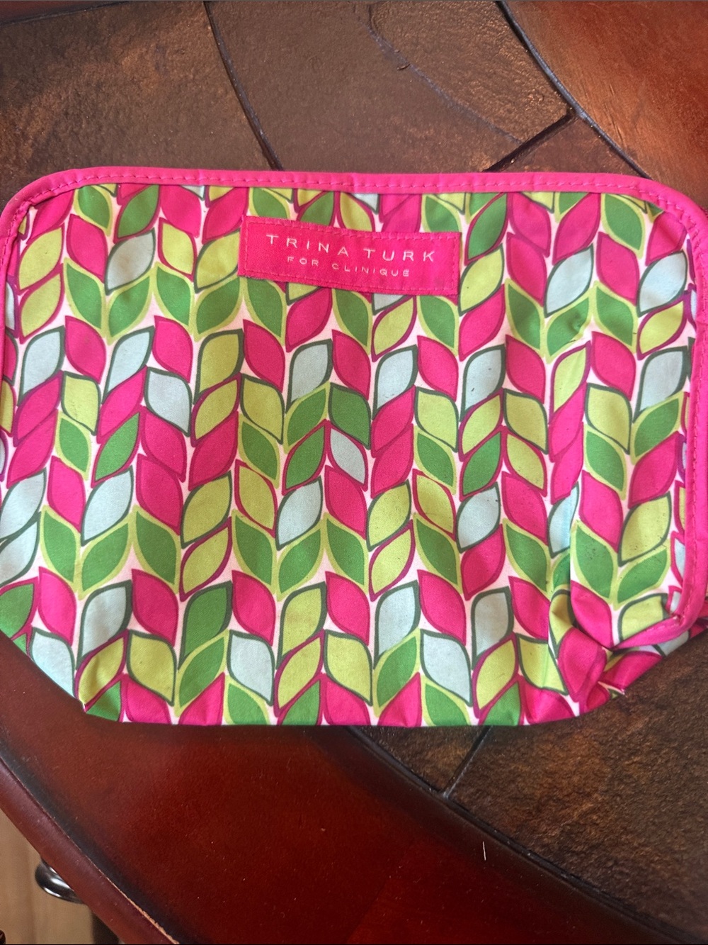 Trina Turk Pink, Lime & Mint Leaf-Print Cosmetic Pouch
